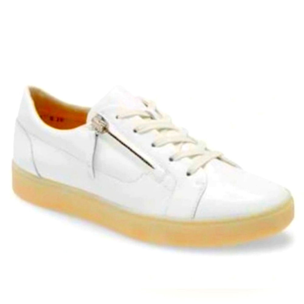 Paul Green white patent leather sneakers.